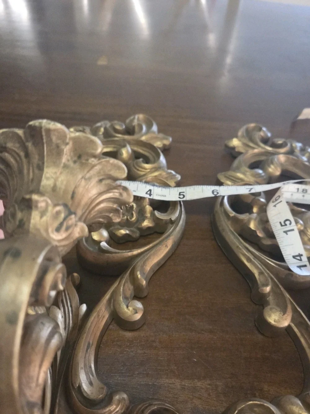 Homco 4118 Vintage Gold Wall Sconce Candle Holder Ornate Resin USA 15”(C34)